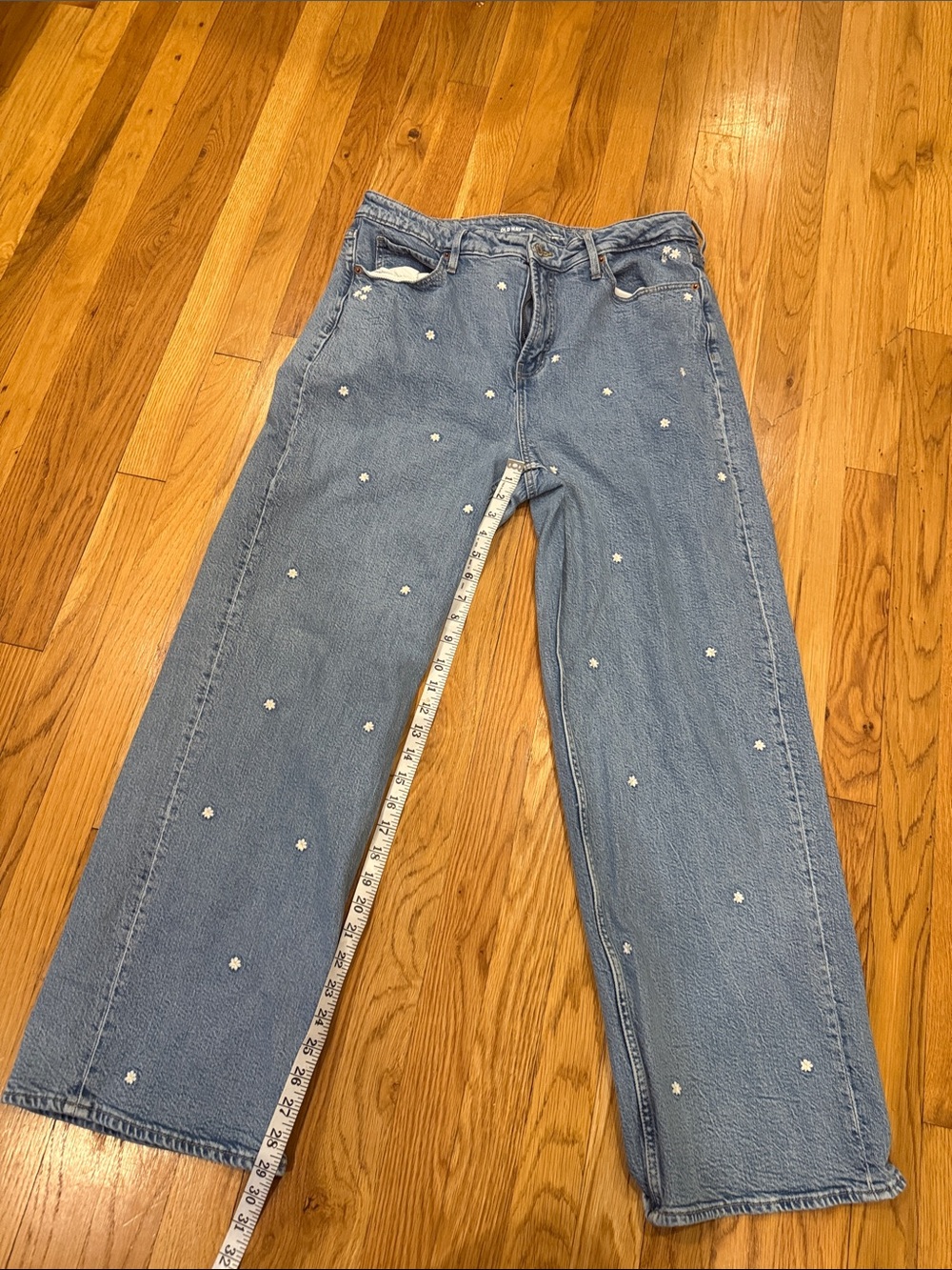 Old navy Light Blue Floral Embroidered Wide-Leg Women's Jeans